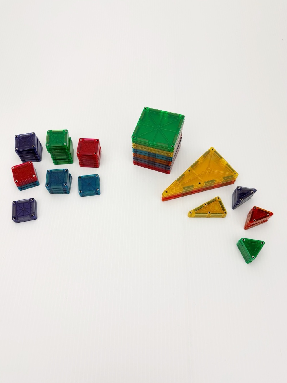 Genuine Magna-Tiles 62 Piece Lot Magnetic Building Blocks Square Triangle